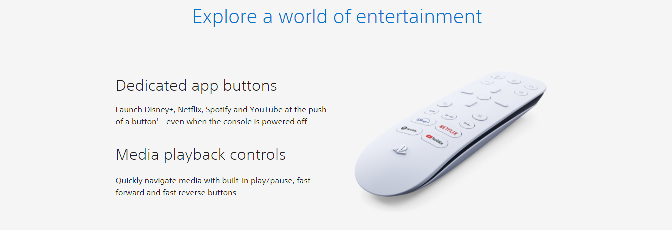 PlayStation 5 Media Remote features